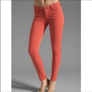 Citizen of Humanity Thompson Medium Rise Cropped Coral Skinny Jeans